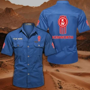 Kenworth Short Sleeved Shirt, All Over Print Button Shirt CAR444052625879 - Cowboy Blue