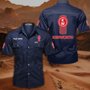 Kenworth Short Sleeved Shirt, All Over Print Button Shirt CAR444052625879 - Dark Blue