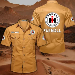 Farmall Short Sleeved Shirt, All Over Print Button Shirt CAR444052625880 - Turmeric