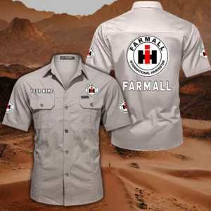 Farmall Short Sleeved Shirt, All Over Print Button Shirt CAR444052625880 - Off-White