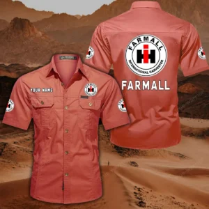 Farmall Short Sleeved Shirt, All Over Print Button Shirt CAR444052625880 - Red
