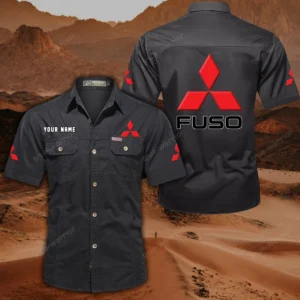 Mitsubishi Fuso Short Sleeved Shirt, All Over Print Button Shirt CAR444052625881 - Black