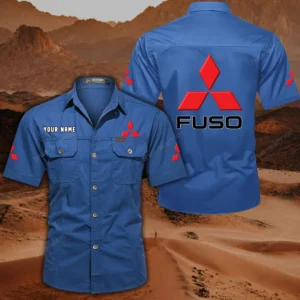 Mitsubishi Fuso Short Sleeved Shirt, All Over Print Button Shirt CAR444052625881 - Cowboy Blue