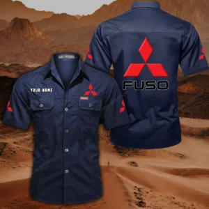 Mitsubishi Fuso Short Sleeved Shirt, All Over Print Button Shirt CAR444052625881 - Dark Blue