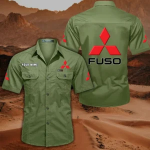 Mitsubishi Fuso Short Sleeved Shirt, All Over Print Button Shirt CAR444052625881 - Fruit Green