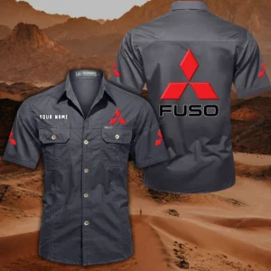 Mitsubishi Fuso Short Sleeved Shirt, All Over Print Button Shirt CAR444052625881 - Gray