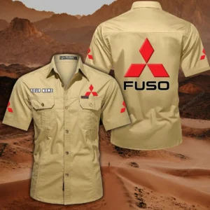 Mitsubishi Fuso Short Sleeved Shirt, All Over Print Button Shirt CAR444052625881 - Khaki