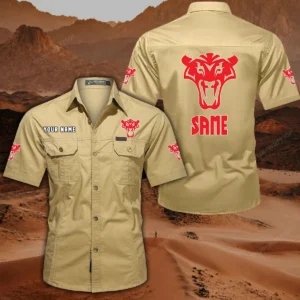 Same Short Sleeved Shirt, All Over Print Button Shirt CAR444052625882 - Khaki