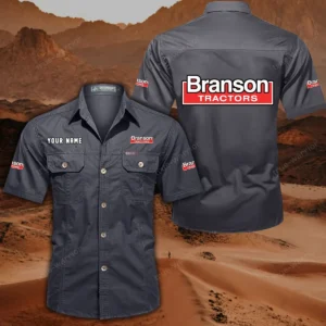 Branson Short Sleeved Shirt, All Over Print Button Shirt CAR444052625892 - Gray
