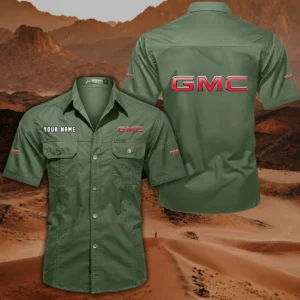 GMC Car Short Sleeved Shirt, All Over Print Button Shirt CAR444052625897 - Army Green