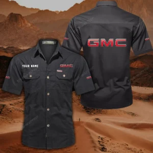 GMC Car Short Sleeved Shirt, All Over Print Button Shirt CAR444052625897 - Black