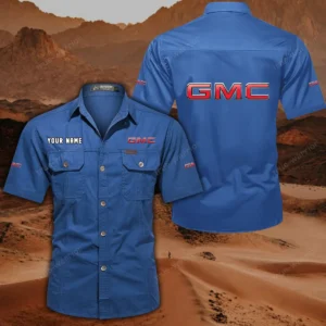 GMC Car Short Sleeved Shirt, All Over Print Button Shirt CAR444052625897 - Cowboy Blue