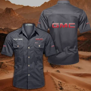 GMC Car Short Sleeved Shirt, All Over Print Button Shirt CAR444052625897 - Gray