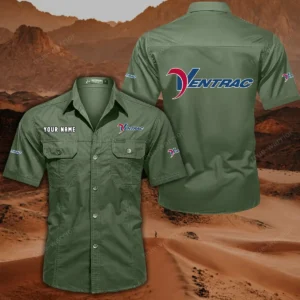 Ventrac Short Sleeved Shirt, All Over Print Button Shirt CAR444052625965 - Army Green