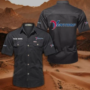 Ventrac Short Sleeved Shirt, All Over Print Button Shirt CAR444052625965 - Black