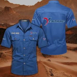 Ventrac Short Sleeved Shirt, All Over Print Button Shirt CAR444052625965 - Cowboy Blue