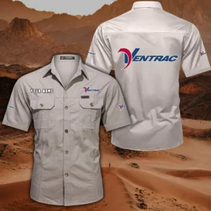 Ventrac Short Sleeved Shirt, All Over Print Button Shirt CAR444052625965 - Beige