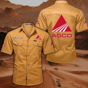 AGCO Allis Short Sleeved Shirt, All Over Print Button Shirt CAR444052625966 - Turmeric