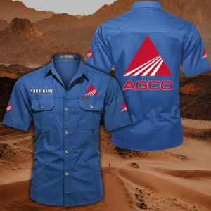 AGCO Allis Short Sleeved Shirt, All Over Print Button Shirt CAR444052625966 - Cowboy Blue