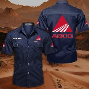 AGCO Allis Short Sleeved Shirt, All Over Print Button Shirt CAR444052625966 - Dark Blue