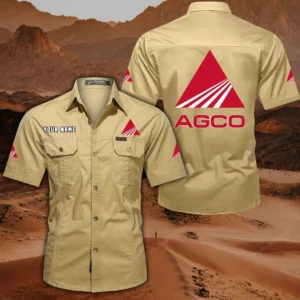 AGCO Allis Short Sleeved Shirt, All Over Print Button Shirt CAR444052625966 - Khaki