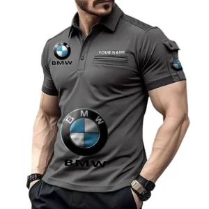 BMW Pocket Polo Shirt, All Over Print Shirt For BMW Fan CAR450051325333 - Gray