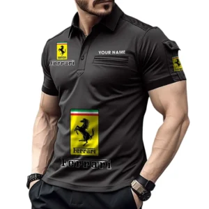 Ferrari Pocket Polo Shirt, All Over Print Shirt For Ferrari Fan CAR450051325335 - Black