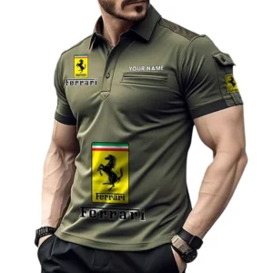 Ferrari Pocket Polo Shirt, All Over Print Shirt For Ferrari Fan CAR450051325335 - Green