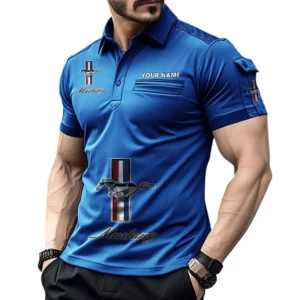 Ford Mustang Pocket Polo Shirt, All Over Print Shirt For Ford Mustang Fan CAR450051325336 - Blue
