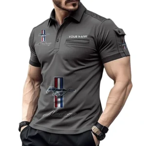 Ford Mustang Pocket Polo Shirt, All Over Print Shirt For Ford Mustang Fan CAR450051325336 - Gray