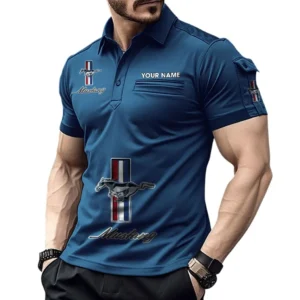 Ford Mustang Pocket Polo Shirt, All Over Print Shirt For Ford Mustang Fan CAR450051325336 - Navy Blue