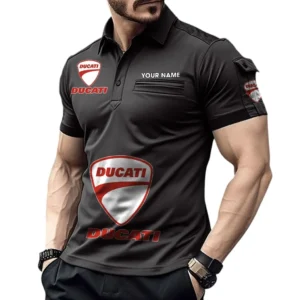 Ducati Pocket Polo Shirt, All Over Print Shirt For Ducati Fan CAR450051325340 - Black
