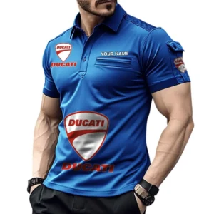 Ducati Pocket Polo Shirt, All Over Print Shirt For Ducati Fan CAR450051325340 - Blue