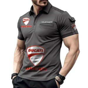 Ducati Pocket Polo Shirt, All Over Print Shirt For Ducati Fan CAR450051325340 - Gray