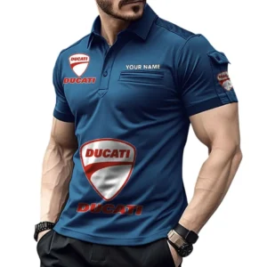 Ducati Pocket Polo Shirt, All Over Print Shirt For Ducati Fan CAR450051325340 - Navy Blue