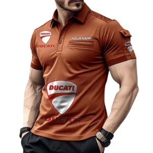 Ducati Pocket Polo Shirt, All Over Print Shirt For Ducati Fan CAR450051325340 - Orange