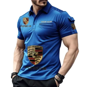 Porsche Pocket Polo Shirt, All Over Print Shirt For Porsche Fan CAR450051325341 - Blue