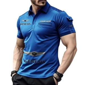 Genesis Pocket Polo Shirt, All Over Print Shirt For Genesis Fan CAR450051325342 - Blue