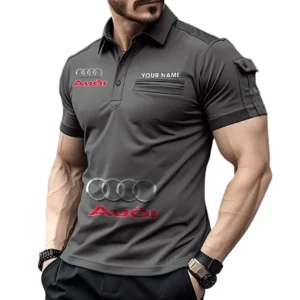 Audi Pocket Polo Shirt, All Over Print Shirt For Audi Fan CAR450051325343 - Gray
