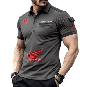 Honda Motorcycle Pocket Polo Shirt, All Over Print Shirt For Honda Motorcycle Fan CAR450051325344 - Gray