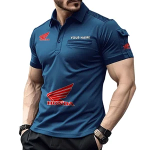 Honda Motorcycle Pocket Polo Shirt, All Over Print Shirt For Honda Motorcycle Fan CAR450051325344 - Navy Blue