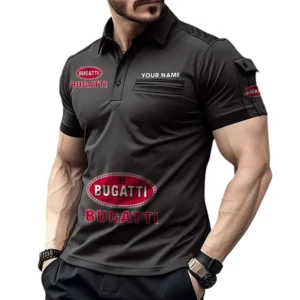 Bugatti Pocket Polo Shirt, All Over Print Shirt For Bugatti Fan CAR450051325349 - Black