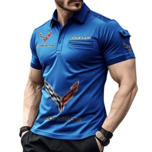 Chevrolet Corvette Pocket Polo Shirt, All Over Print Shirt For Chevrolet Corvette Fan CAR450051325368 - Blue