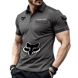 Fox Racing Pocket Polo Shirt, All Over Print Shirt For Fox Racing Fan CAR450051325369 - Gray