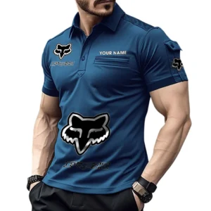 Fox Racing Pocket Polo Shirt, All Over Print Shirt For Fox Racing Fan CAR450051325369 - Navy Blue