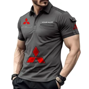 Mitsubishi Pocket Polo Shirt, All Over Print Shirt For Mitsubishi Fan CAR450051325377 - Gray