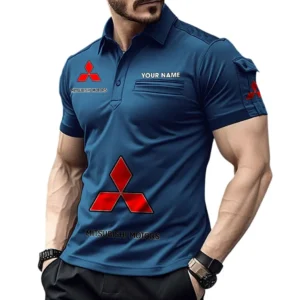 Mitsubishi Pocket Polo Shirt, All Over Print Shirt For Mitsubishi Fan CAR450051325377 - Navy Blue