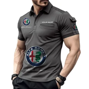 Alfa Romeo Pocket Polo Shirt, All Over Print Shirt For Alfa Romeo Fan CAR450051325378 - Gray