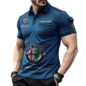 Alfa Romeo Pocket Polo Shirt, All Over Print Shirt For Alfa Romeo Fan CAR450051325378 - Navy Blue