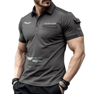 Aston Martin Pocket Polo Shirt, All Over Print Shirt For Aston Martin Fan CAR450051325381 - Gray